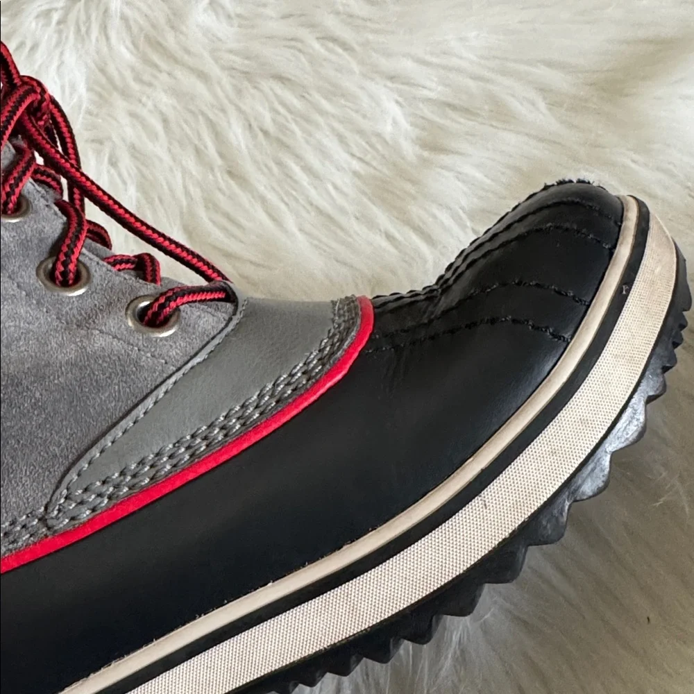 Sorel Big Kids Slimpack Lace Waterproof Winter Snow Gray & Black Boots Size 4